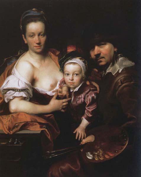 Johann kupetzky Portrait of the Artist with his Wife and Son oil painting picture